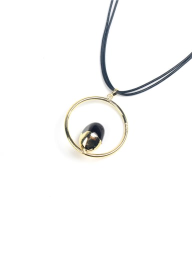 Natural Stones Round Pendant Simple Necklace
