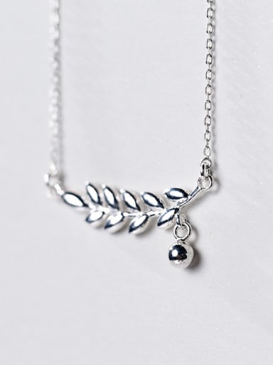 Elegant Leaf Shaped Tiny Bead S925 Silver Necklace