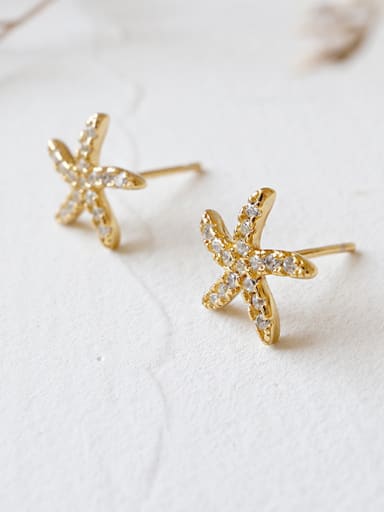 Sterling silver minimalist micro-inlay zricon starfish earrings