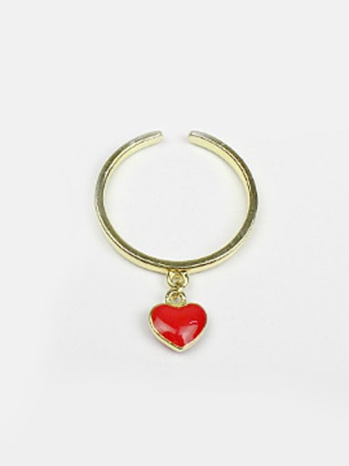 Personalized Red Heart Silver Opening Ring