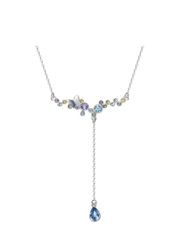 S925 Silver Colorful Butterfly Shaped Necklace