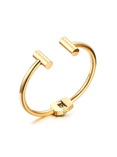 Fashionable Gold Plated Open Design Titanium Bangle