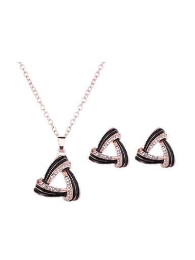 Alloy Rose Gold Plated Fashion Rhinestone Triangle-shaped Two Pieces Jewelry Set