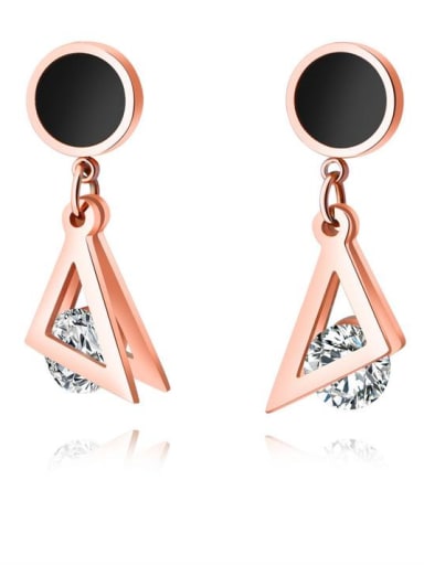 Stainless Steel With Rose Gold Plated Simplistic Geometric Stud Earrings