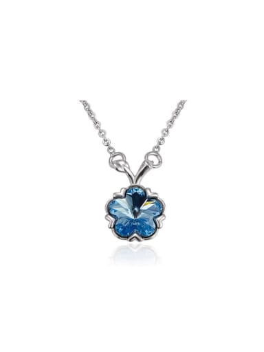 Copper Alloy White Gold Plated Fashion Flower Crystal Necklace