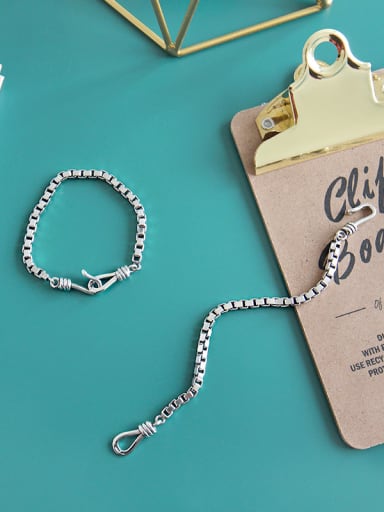 925 Sterling Silver With Antique Silver Plated Vintage Box Chain Bracelets
