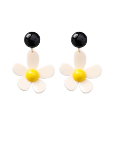 Alloy With Platinum Plated Simplistic Flower Drop Earrings