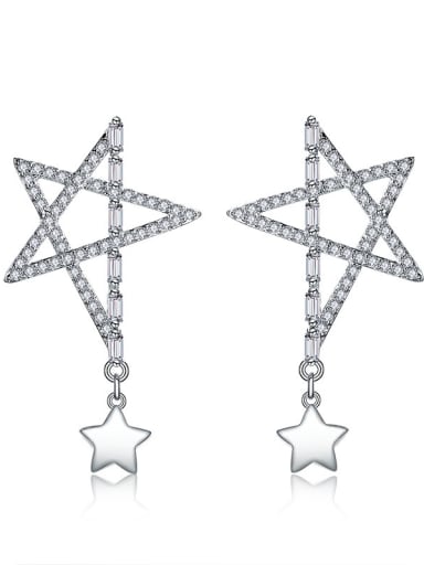 Copper With Platinum Plated Simplistic five-pointed star Drop Earrings
