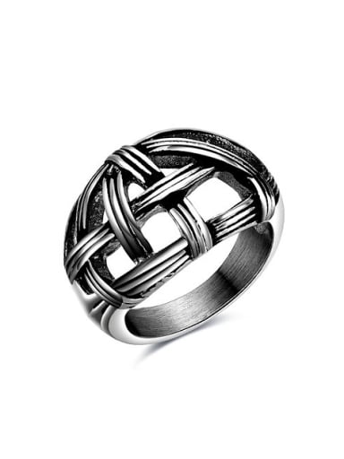 Men Pun Style Geometric Shaped Titanium Ring