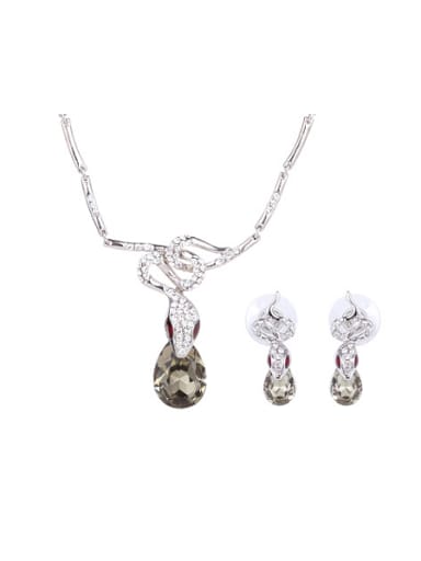 custom 2018 Alloy White Gold Plated Fashion Artificial Stones Two Pieces Jewelry Set