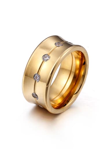 Stainless Steel With Gold Plated Trendy Band Rings