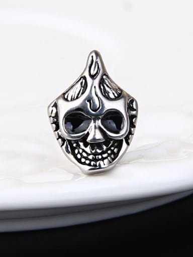 Stainless Steel With Antique Silver Plated Personality Ghost Head Stud Earrings