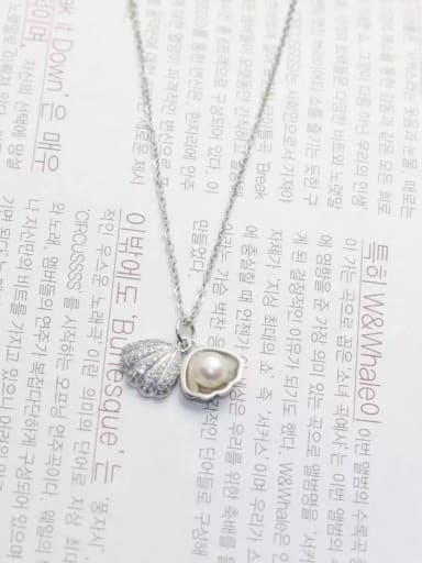 All-match Shell Shaped Artificial Pearl Silver Necklace