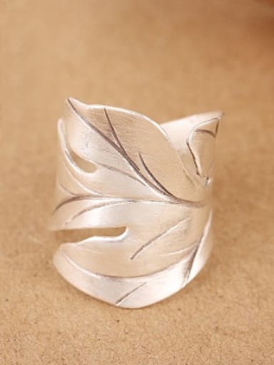 Ethnic Maple Leaf Silver Ring