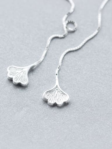 Women All-match Leaf Shaped S925 Silver Line Earrings