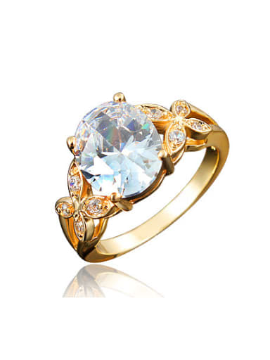 All-match 18K Gold Plated Butterfly Shaped Zircon Ring