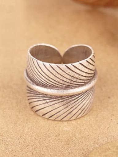 Retro Leaf Handmade Silver Ring