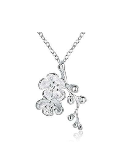 Exquisite Flowers Silver Women Necklace