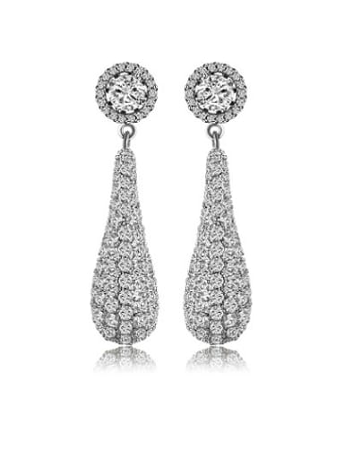 Copper Alloy White Gold Plated Fashion Creative Zircon drop earring