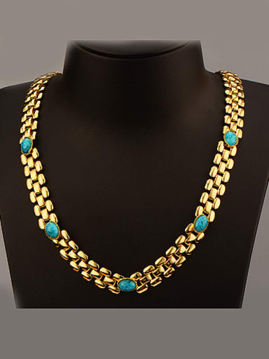 18K Oval Turquoise Colorfast Necklace