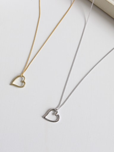 Sterling silver  simple  hollow love  heart necklace