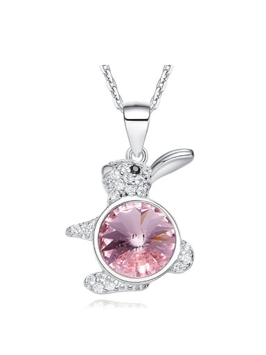 Fashion Cute Rabbit austrian Crystal Pendant 925 Silver Necklace