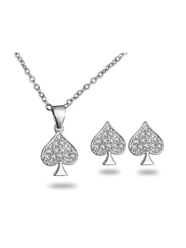 Elegant 18K Platinum Plated Heart Shaped Zircon Two Pieces Jewelry Set