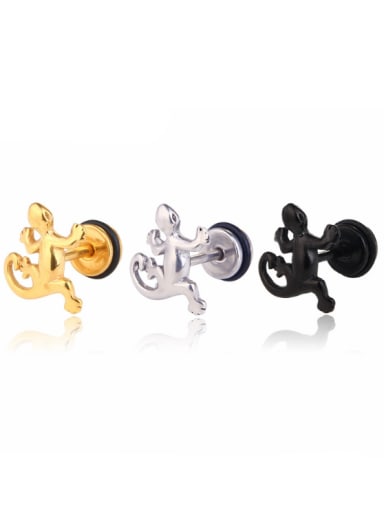 Stainless Steel With Gold Plated Personality  gecko Stud Earrings