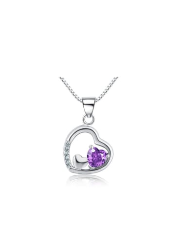 Heart-shape Purple Crystal Zircon Pendant
