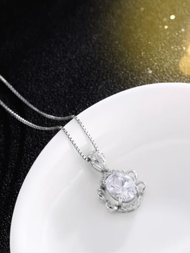 Fashion 925 Silver Oval Shaped Zircon Necklace