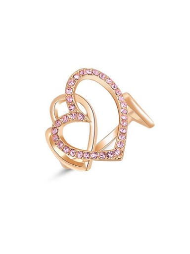 All-match Rose Gold Plated Double Heart Shaped Ring