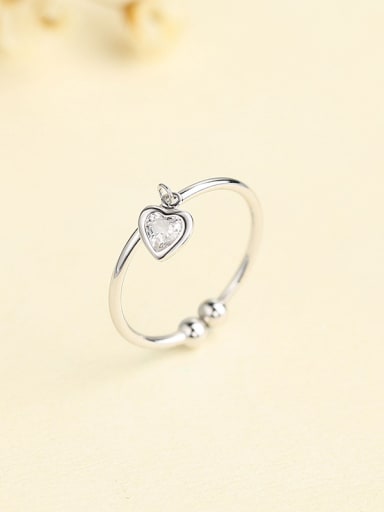 925 Silver Elegant Heart Zircon Ring