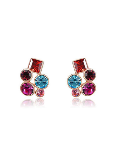 High-grade Colorful Austria Crystal Geometric Stud Earrings