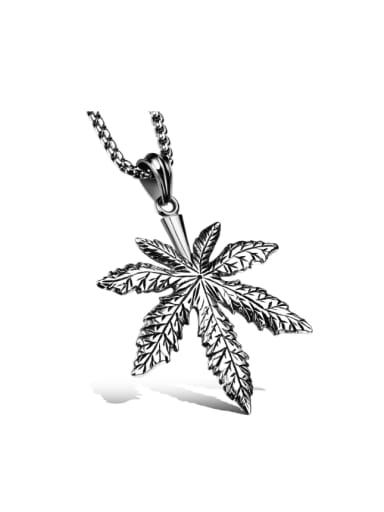 Personalized Maple Leaf Titanium Necklace