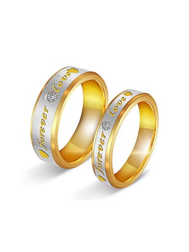 Gold Monogram Rhinestones Lovers band rings