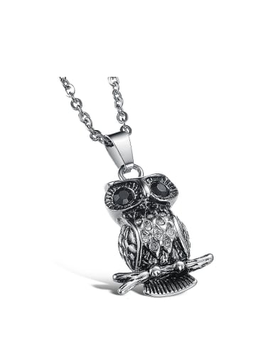 Personalized Owl Zircon Titanium Necklace