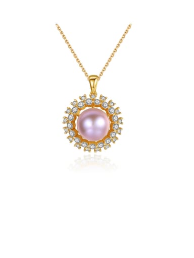 925 Sterling Silver With Artificial Pearl Simplistic Round Necklaces