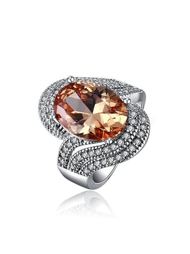 Exaggerated Shiny Oval Cubic Zirconias Copper Ring