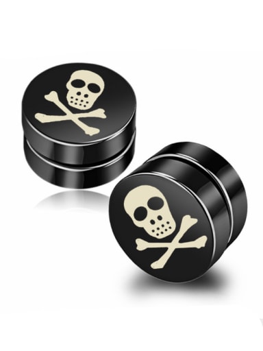 Stainless Steel With Black Gun Plated Personality Skull Stud Earrings