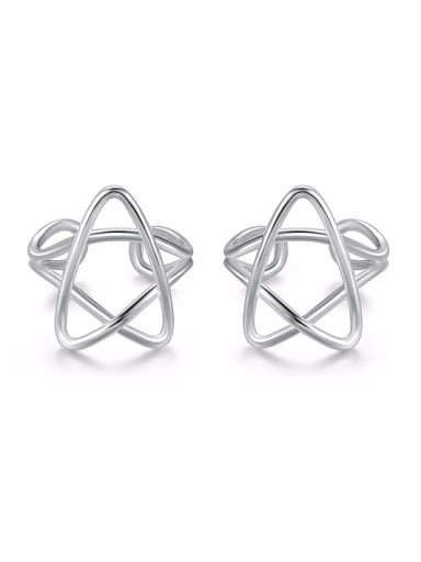 Simple Hollow Star 925 Sterling Silver Clip on Earrings