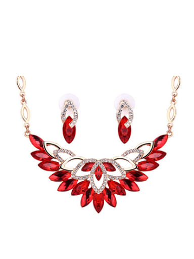 Alloy Rose Gold Plated Fashion Marquise Stones Two Pieces Jewelry Set