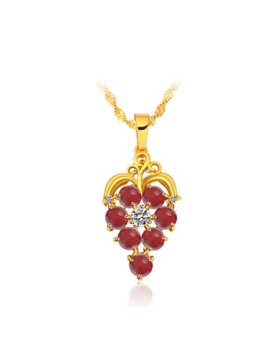 Copper Alloy 24K Gold Plated Classical Artificial Gemstone Necklace