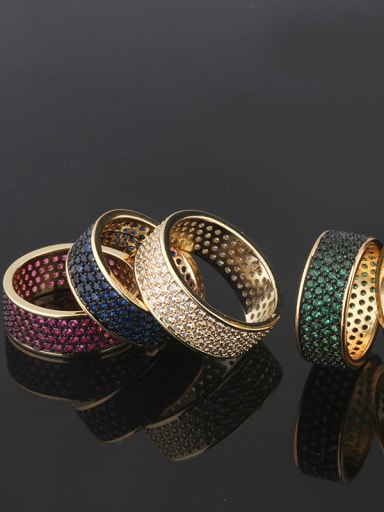 Copper With Cubic Zirconia Fashion Geometric Multistone Rings