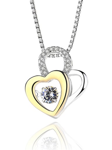 Fashion Rotatable Cubic Zirconias Heart Lock 925 Silver Pendant