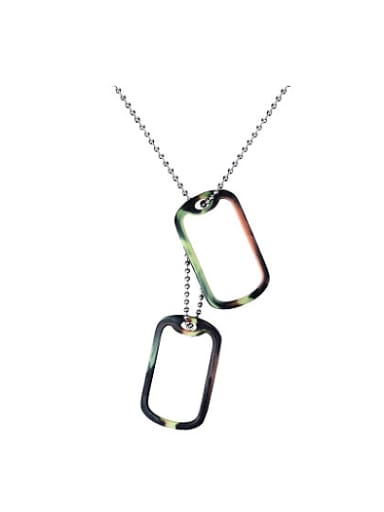 Men Personality Tag Shaped Titanium Silicon Necklace