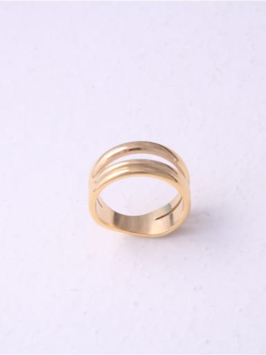 Titanium With Gold Plated Simplistic Smooth Round Band Rings