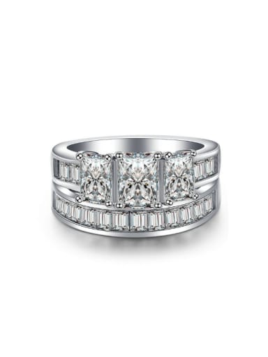 White Gold Plated Zircons Fashion Ring