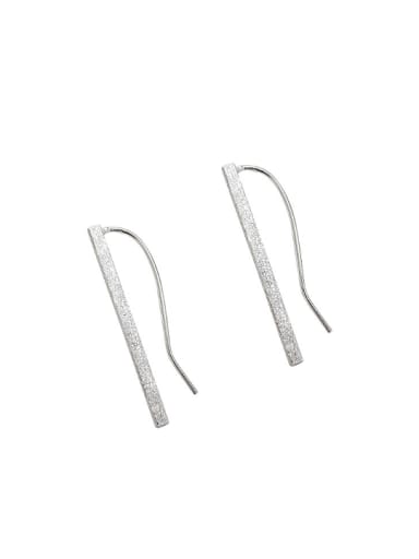 Simple Slim Square Bar Polish Silver Earrings