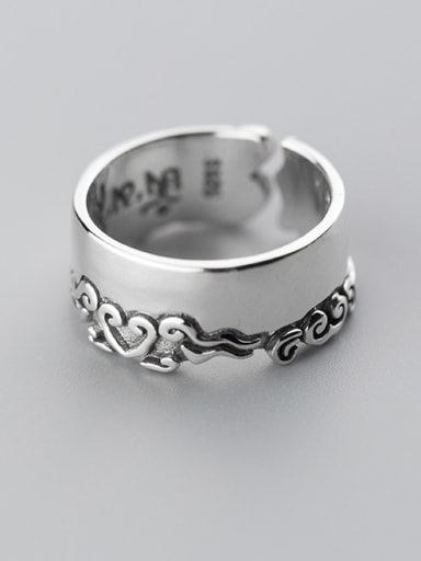 Personality Flower Pattern Geometric S925 Silver Ring