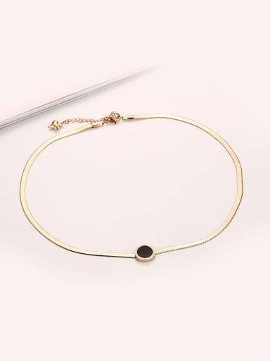 Fashionable Rose Gold Plated Round Shaped Enamel Titanium Bracelet